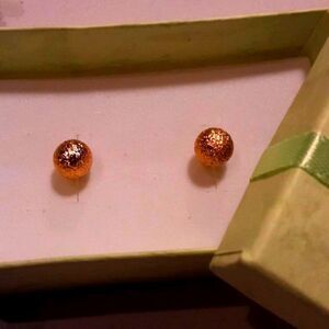 Earrings Pierced Gold Studs Textured‎ Orbs 1/4 Inch NWOT